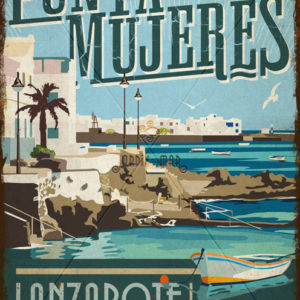Wooden vintage sign of Punta Mujeres - Lanzarote - Jardin del Mar