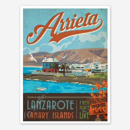 Arrieta, Lanzarote vintage travel poster