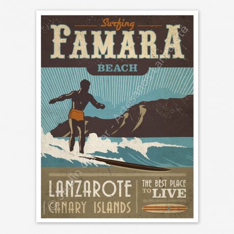 Famara, Lanzarote, vintage travel poster