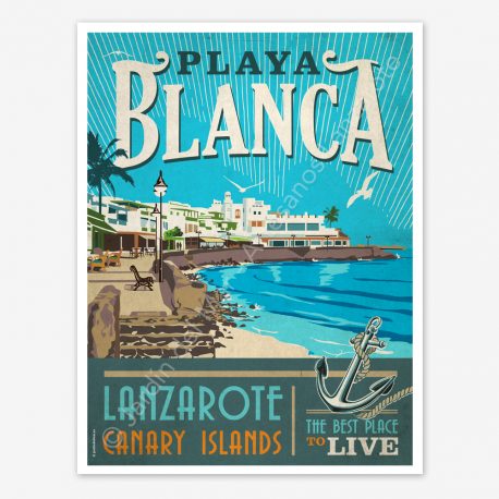 Playa Blanca, Lanzarote vintage travel poster