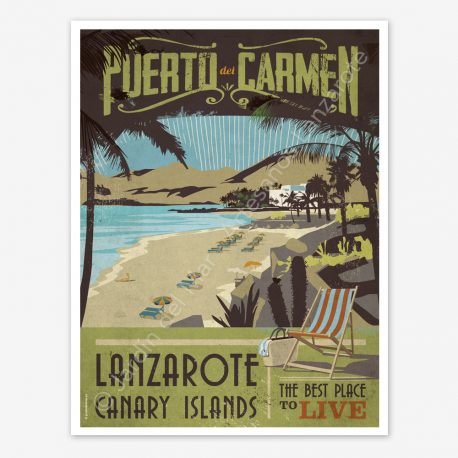 Puerto del Carmen, Lanzarote, vintage travel poster